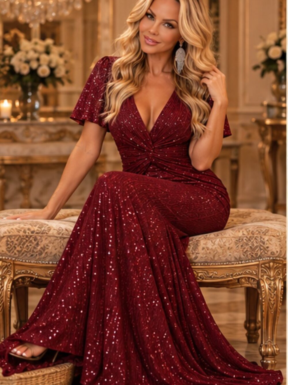 🍷 Burgundy Sequin Mermaid Gown ✨ Glamorous L👀k From my Personal Closet!😍👗